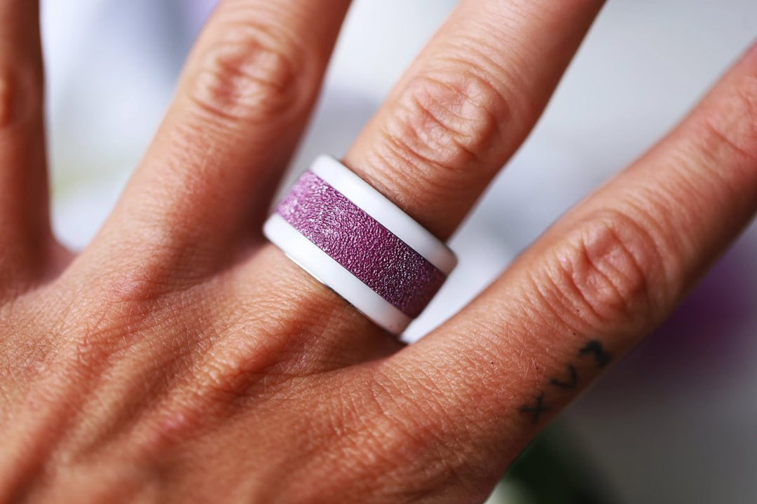 🍇 Innenring (Addon) aus 925er Silber "Cassis" glitter purple Ausführung für den auswechselbaren mood Ring
