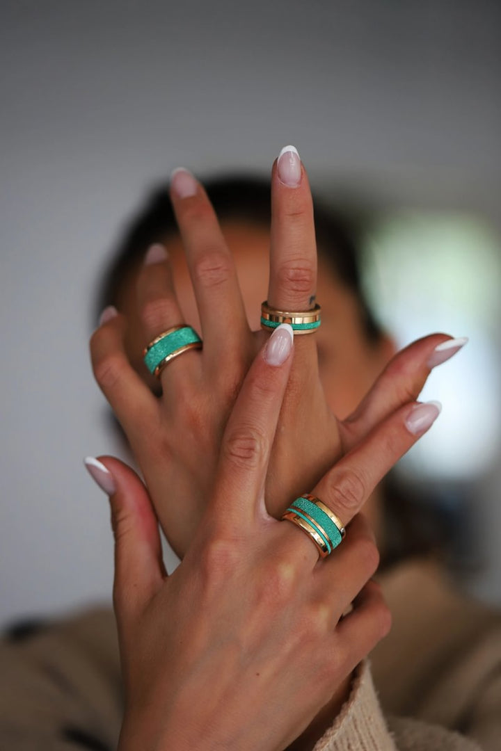🏝️ Innenring (2/3 Addon) aus 925er Silber "Siwa" glitter green Ausführung für den auswechselbaren mood Ring