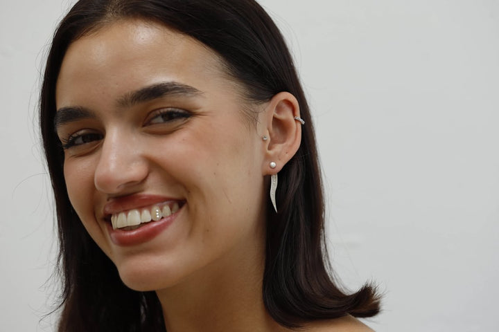 Drop "Naga" mood en argent 925 serti de diamants (Bijou d’oreille)