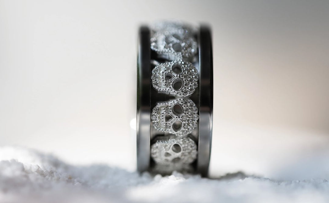 💀 Anneau (addon) en argent 925 "Ossia" serti de zircons pour bague mood interchangeable
