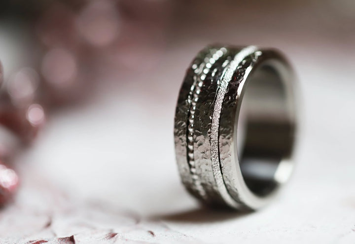 Set von 2 Innenringe (Mini Addons) aus 925er Silber "Ewiger Schnee" Glitter Ausführung  für auswechselbaren mood Ring