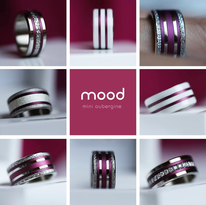 🐙 Pack de 2 minis en aluminium aubergine,  pour bague mood interchangeable