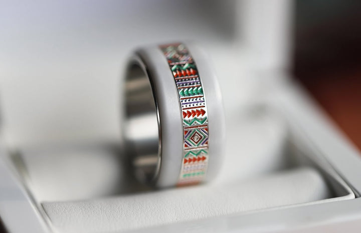 Tonatiuh Innenring (2/3 Addon) aus 925er Silber mit Emaillebeschichtung