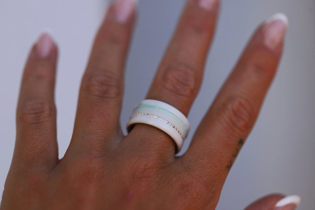 Aqua Glow 🐳 Pack de 2 minis en argent 925 avec un revêtement en émail turquoise - paillettes