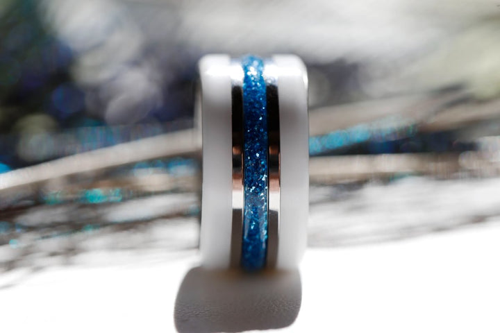 Blauer Mond 🌘 Innenring (Medium Addon) aus 925er Silber mit blauer Emaillebeschichtung - Pailletten