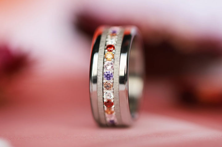 Inner ring (medium addon) "Autumn aura" in 925 silver set with autumn-colored zircons