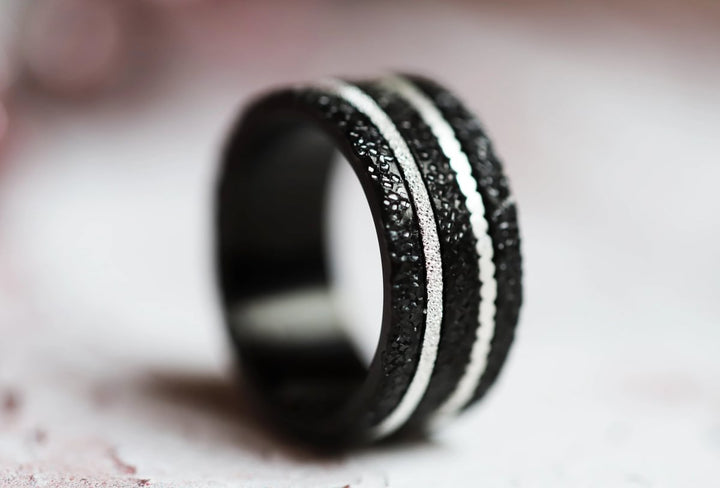 Set von 2 Innenringe (Mini Addons) aus 925er Silber "Ewiger Schnee" Glitter Ausführung  für auswechselbaren mood Ring