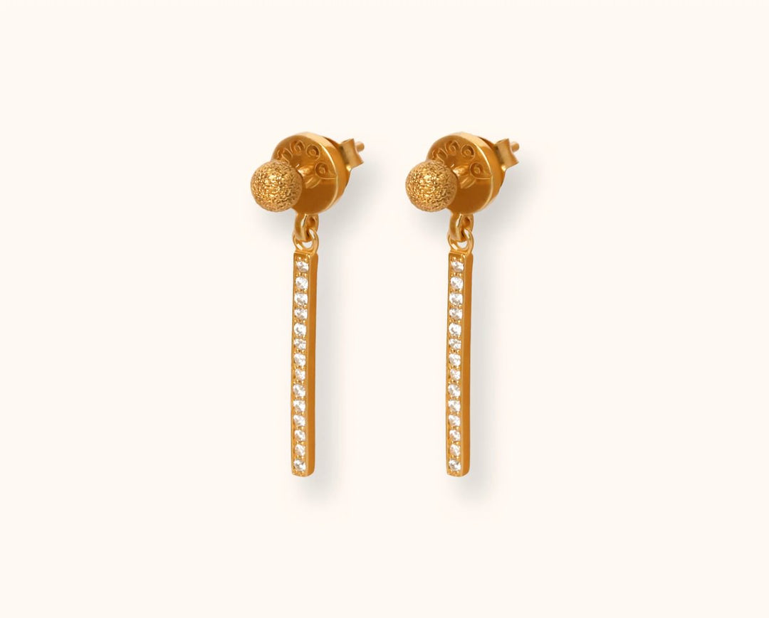 "Clip & Drop Authentic Aura gold" mood in 925 golden silver set with zircons (Interchangeable earrings)