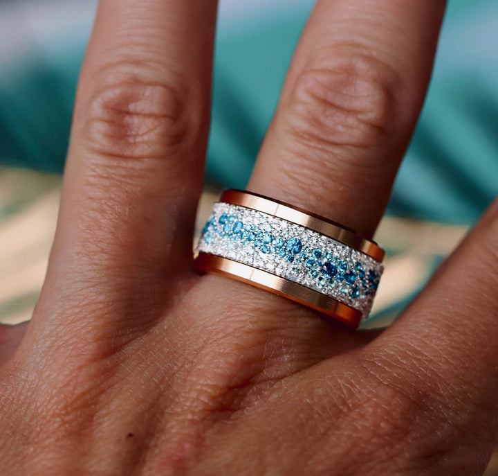 Anneau (addon) en argent Summer entièrement serti de zircons pour bague mood interchangeable