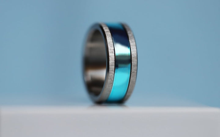 🩵 Inner ring (2/3 addon) in 925 silver "Sky" polished sky blue finish for interchangeable mood ring
