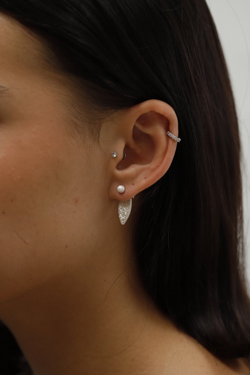 Drop "Shiny Opal" mood in 925er Silber (auswechselbarer Ohrschmuck)