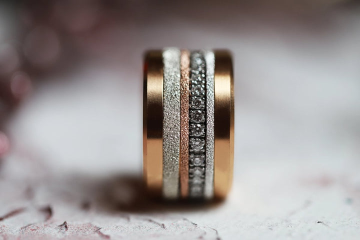 Set von 2 Innenringe (Mini Addons) aus 925er Silber "Ewiger Schnee" Glitter Ausführung  für auswechselbaren mood Ring