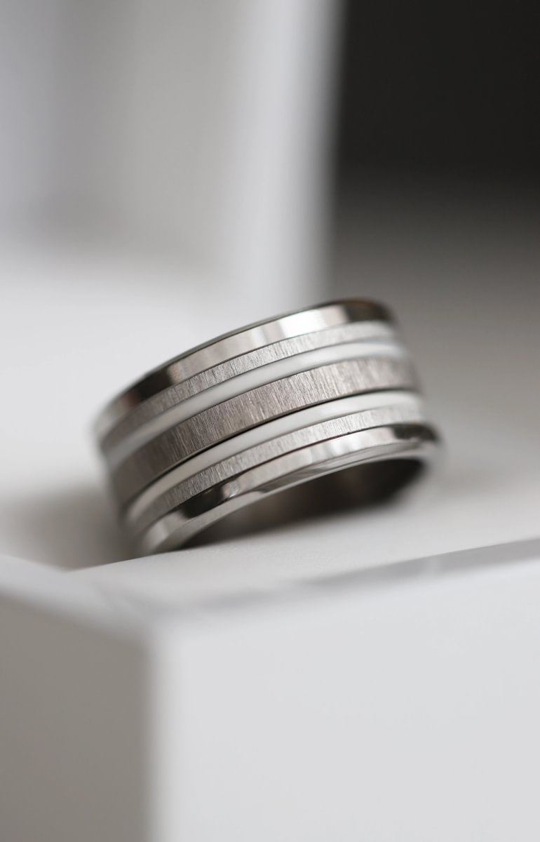 🤍 Anneau (pack de 2 minis) en argent 925 "White" finition blanche pour bague mood interchangeable
