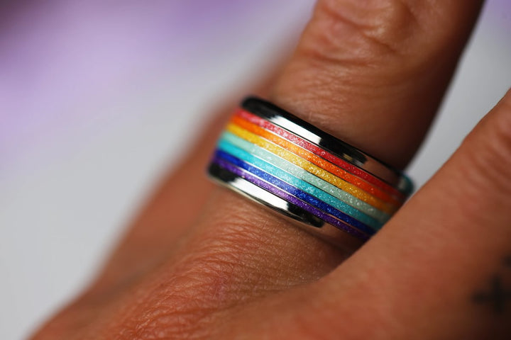 Rainbow Glow 🌈 inner ring (addon) in 925 silver with rainbow colored coating - glitter