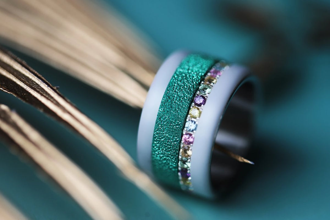 🏝️ Innenring (2/3 Addon) aus 925er Silber "Siwa" glitter green Ausführung für den auswechselbaren mood Ring