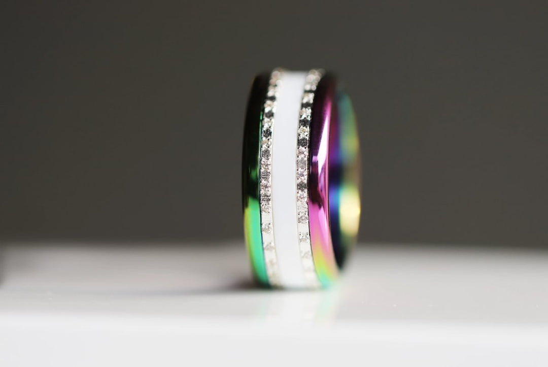 Base extra small arrondie polie "Rainbow" en acier inoxydable pour bague mood interchangeable