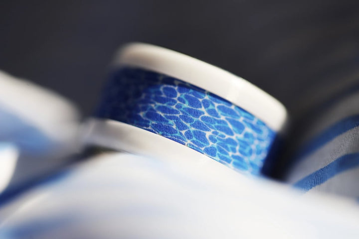 Inner ring in blue and cyan polymer "Ripple" for Mood ring