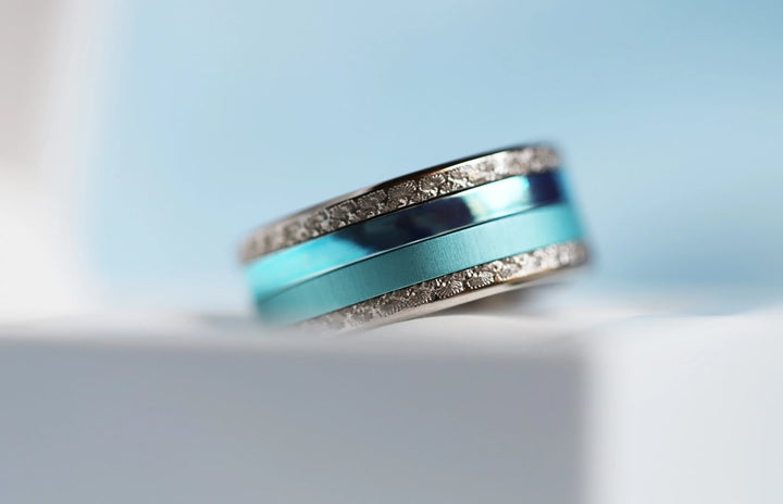 🩵 Innenring (Medium Addon) aus 925er Silber "Sky" polierte himmelblaue Ausführung für den auswechselbaren mood Ring