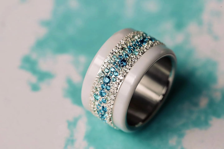Anneau (addon) en argent Summer entièrement serti de zircons pour bague mood interchangeable