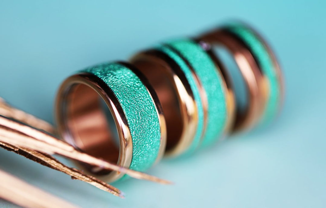 🏝️ Inner ring (addon) in 925 silver "Siwa" intense glitter green finish for interchangeable mood ring