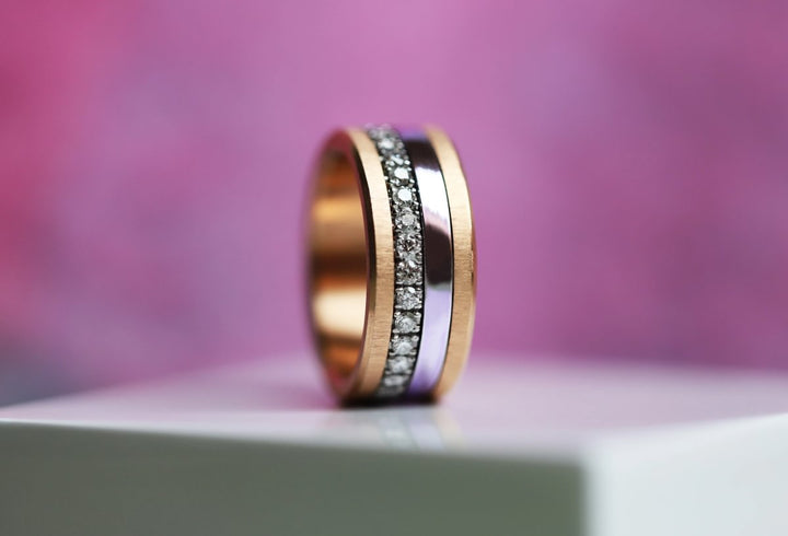 💜 Anneau (medium) en argent 925 "Lila" finition violet  pour bague mood interchangeable
