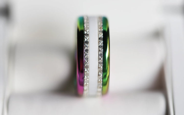Base extra small arrondie polie "Rainbow" en acier inoxydable pour bague mood interchangeable