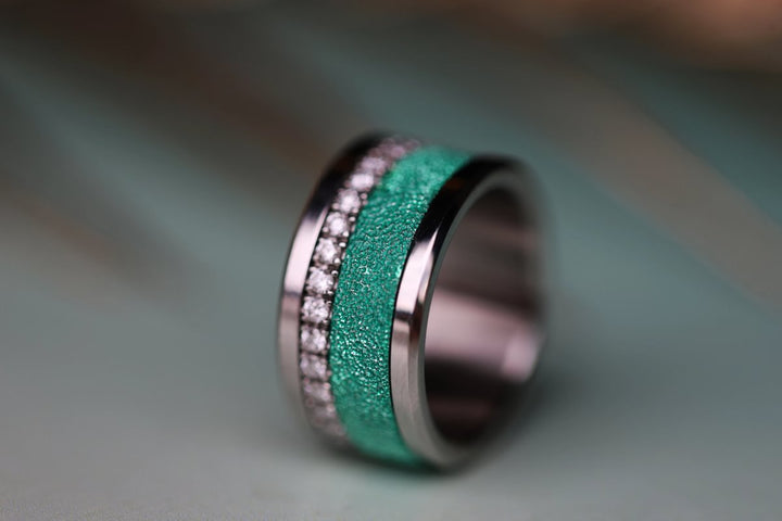🏝️ Innenring (2/3 Addon) aus 925er Silber "Siwa" glitter green Ausführung für den auswechselbaren mood Ring