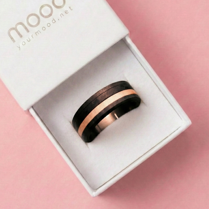 Vulkan mood Ring - Schwarzer Schmuck aus Edelstahl für Herren und Damen