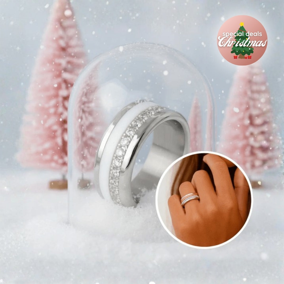 Interchangeable mood ring "Cozy Cocooning" with zirconia and interchangeable color