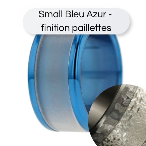 Small Fassung "Azurblau" aus Edelstahl, Pailletten Ausführung (11mm)