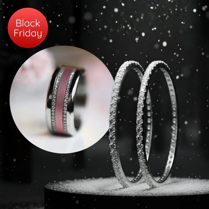 Pack de 2 anneaux(Addon Mini) "Mini Aura Authentique" en argent 925 serti de zircons pour bague mood interchangeable