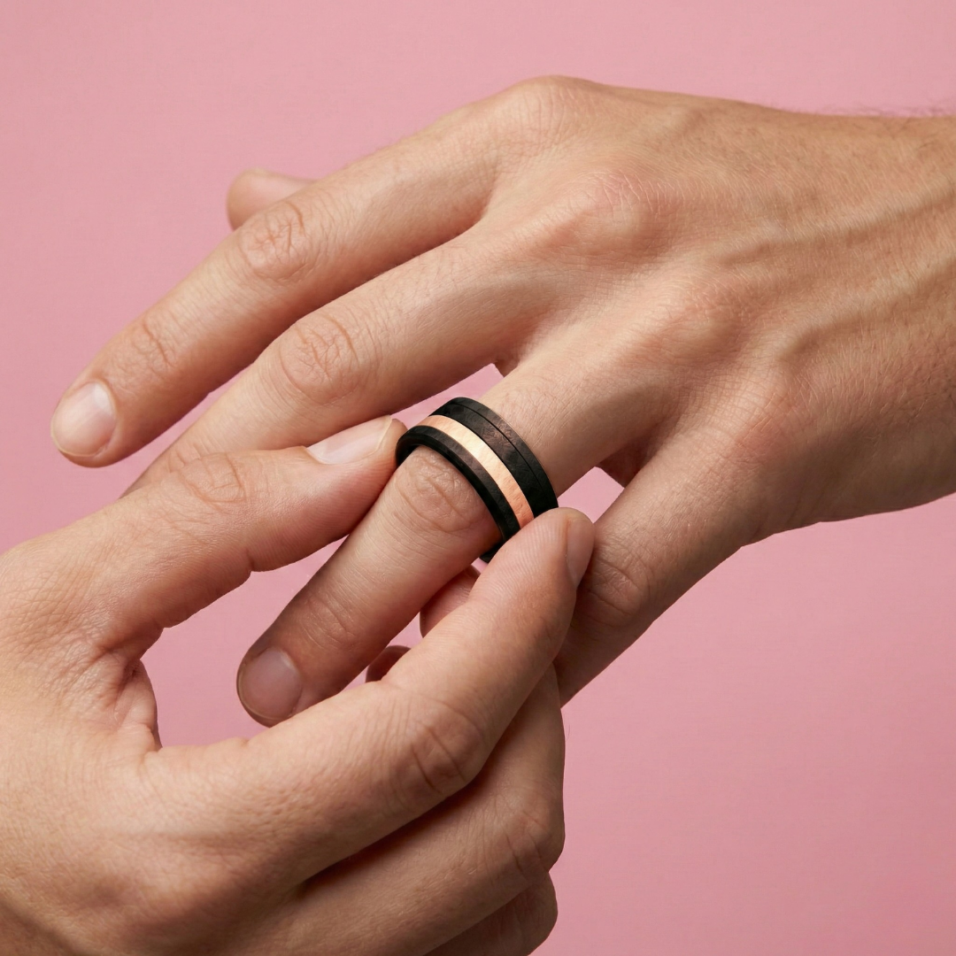 Vulkan mood Ring - Schwarzer Schmuck aus Edelstahl für Herren und Damen