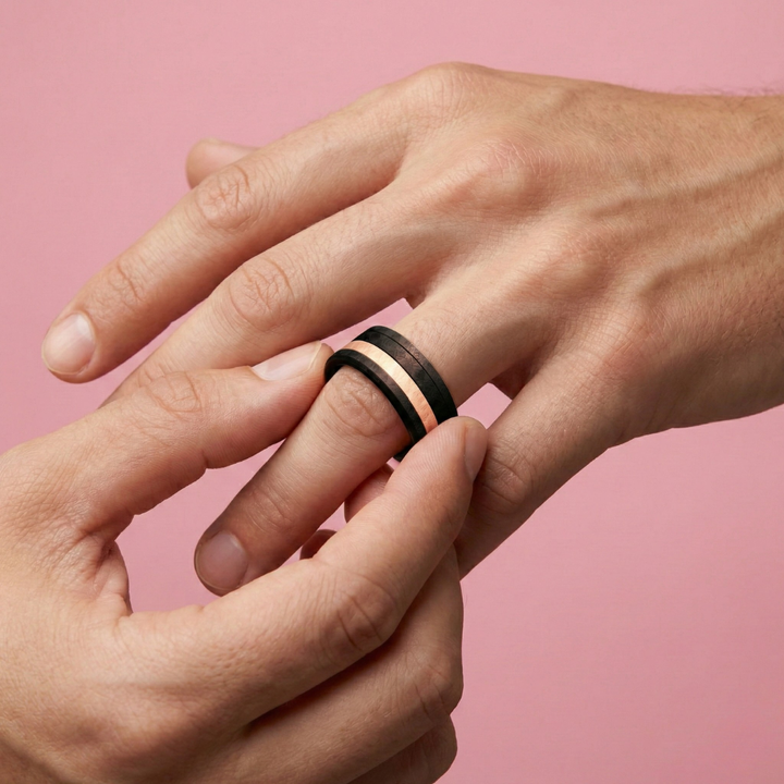 Vulkan mood Ring - Schwarzer Schmuck aus Edelstahl für Herren und Damen