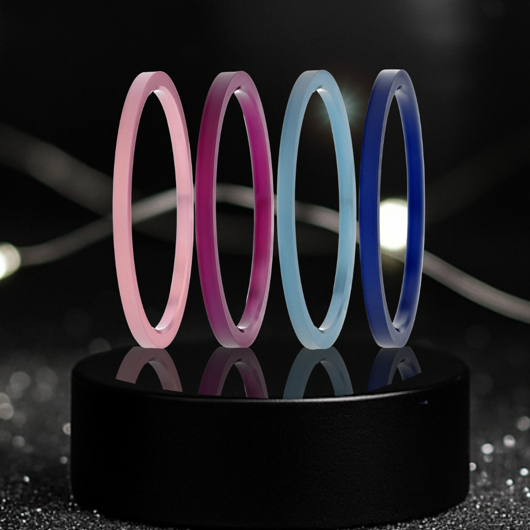 🎨 Pack de 4 minis en aluminium (bleu marine, rose pastel, aubergine et myrtille) pour bague mood interchangeable