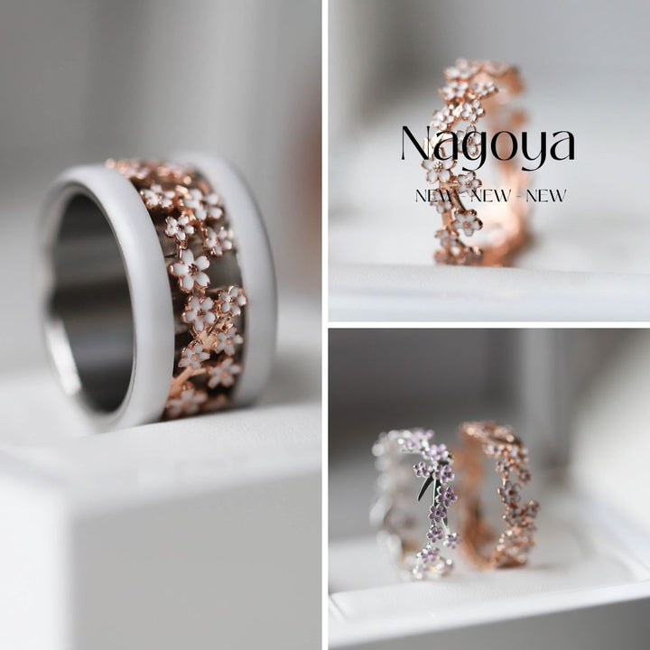 🌸 Addon (anneau) NAGOYA en argent 925 avec revêtement en émail pour bague mood interchangeable 🌸