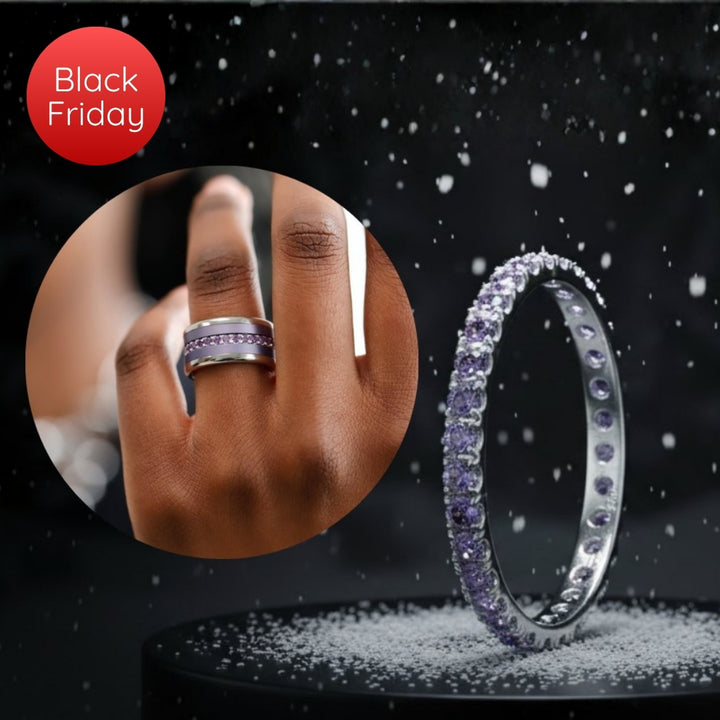 🧏🏻‍♀️ Innenring (medium Addon) "SorAura harmonische Aura“ aus 925 Silber, mit violetten Zirkonia Steinen besetzt 💜