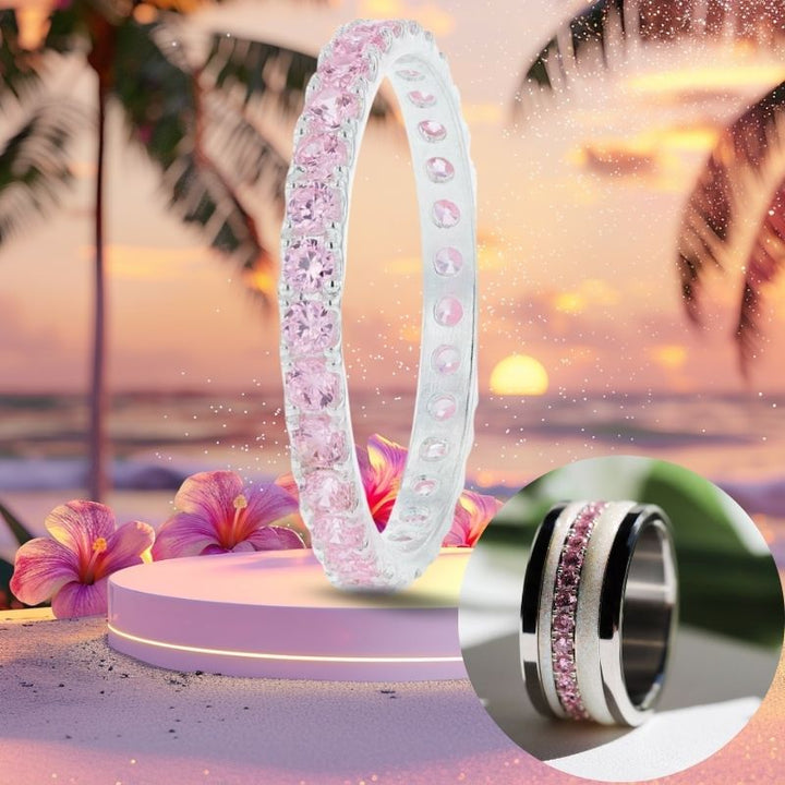 💍 Anneau (addon medium) "Aura Sakura" en argent 925 serti de zircons rose pastel