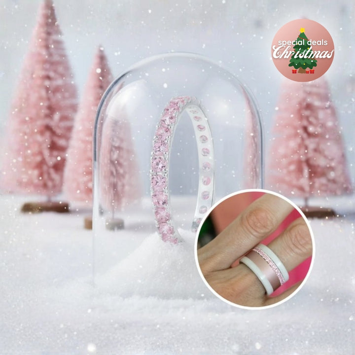 💍 Anneau (addon medium) "Aura Sakura" en argent 925 serti de zircons rose pastel