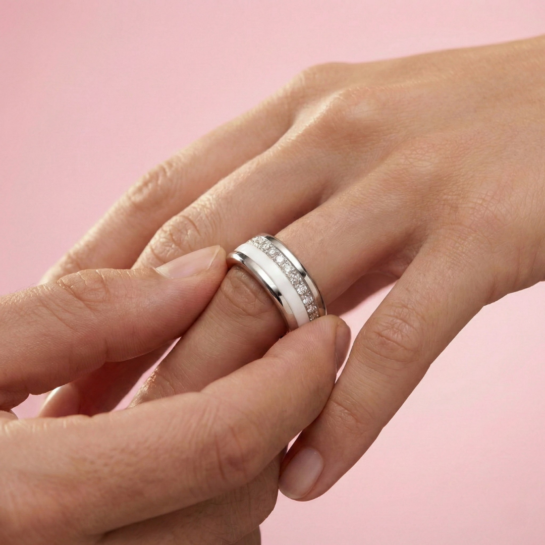 Bague mood en argent 925 et zircons "Shiny Love" avec couleur interchangeable