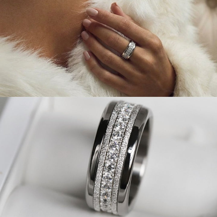 Bague mood en argent 925 et zircons "Douceur d'hiver" avec couleur interchangeable