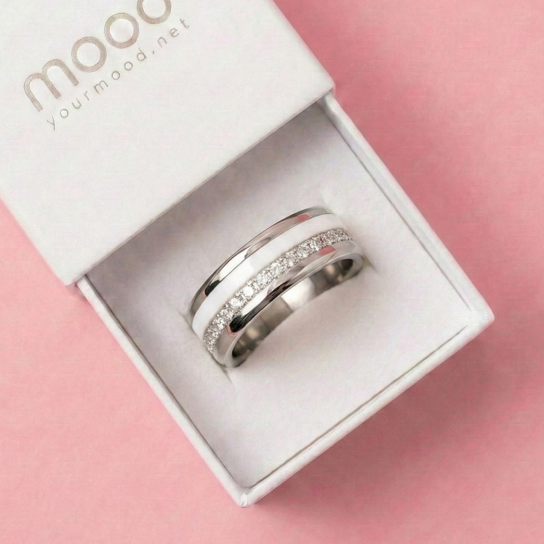 Bague mood en argent 925 et zircons "Shiny Love" avec couleur interchangeable