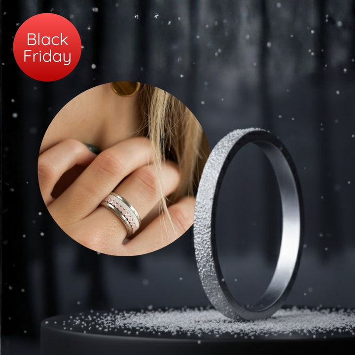 Inner ring (Medium addon) in 925 silver "Eternal snow" for interchangeable mood ring - 20 years special