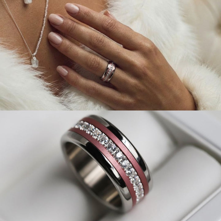 Bague mood en argent 925 et zircons "Douceur d'hiver" avec couleur interchangeable