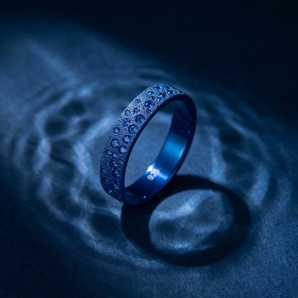 Inner ring (2/3 addon) "💙Ocean - Willow" in glitter silver with royal blue zircons for interchangeable mood ring