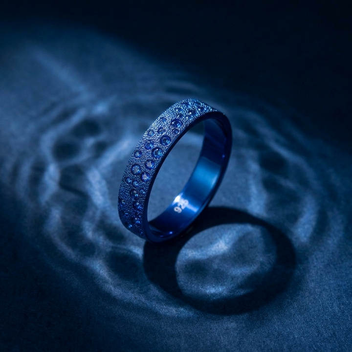 Inner ring (2/3 addon) "💙Ocean - Willow" in glitter silver with royal blue zircons for interchangeable mood ring