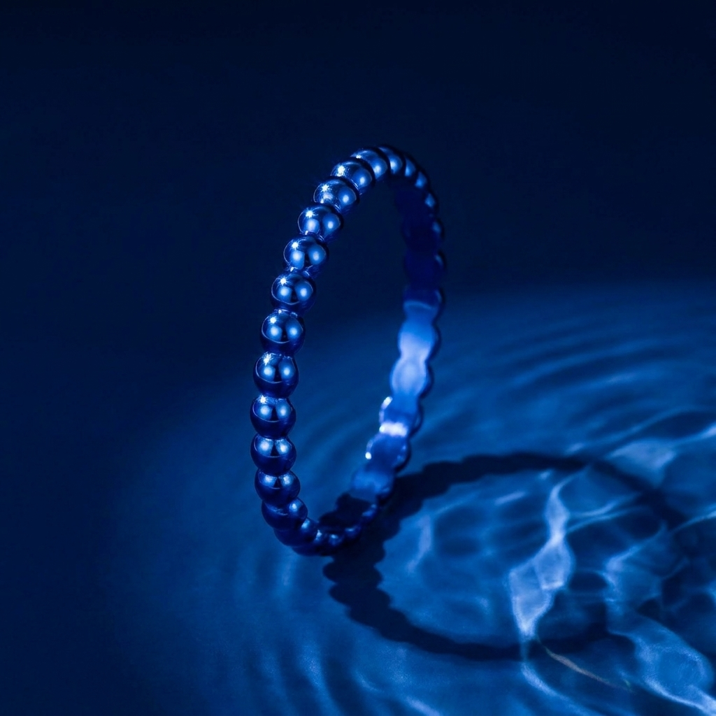 Inner ring (medium addon) "💙Ocean - Royal pearls" in silver for interchangeable mood ring