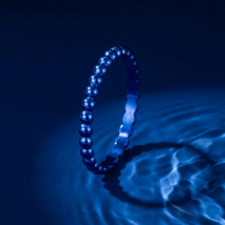 Inner ring (medium addon) "💙Ocean - Royal pearls" in silver for interchangeable mood ring