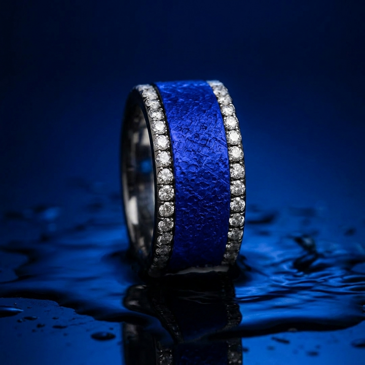 Inner ring (addon) "💙Ocean - Rock" in rock steel for interchangeable mood ring