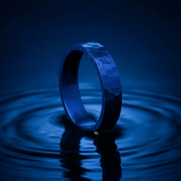 Anneau (deux tiers) "💙 Océan - martelé " en argent pour bague mood interchangeable