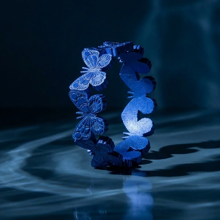 Anneau (addon) "💙 Océan - Mariposa" en argent pour bague mood interchangeable
